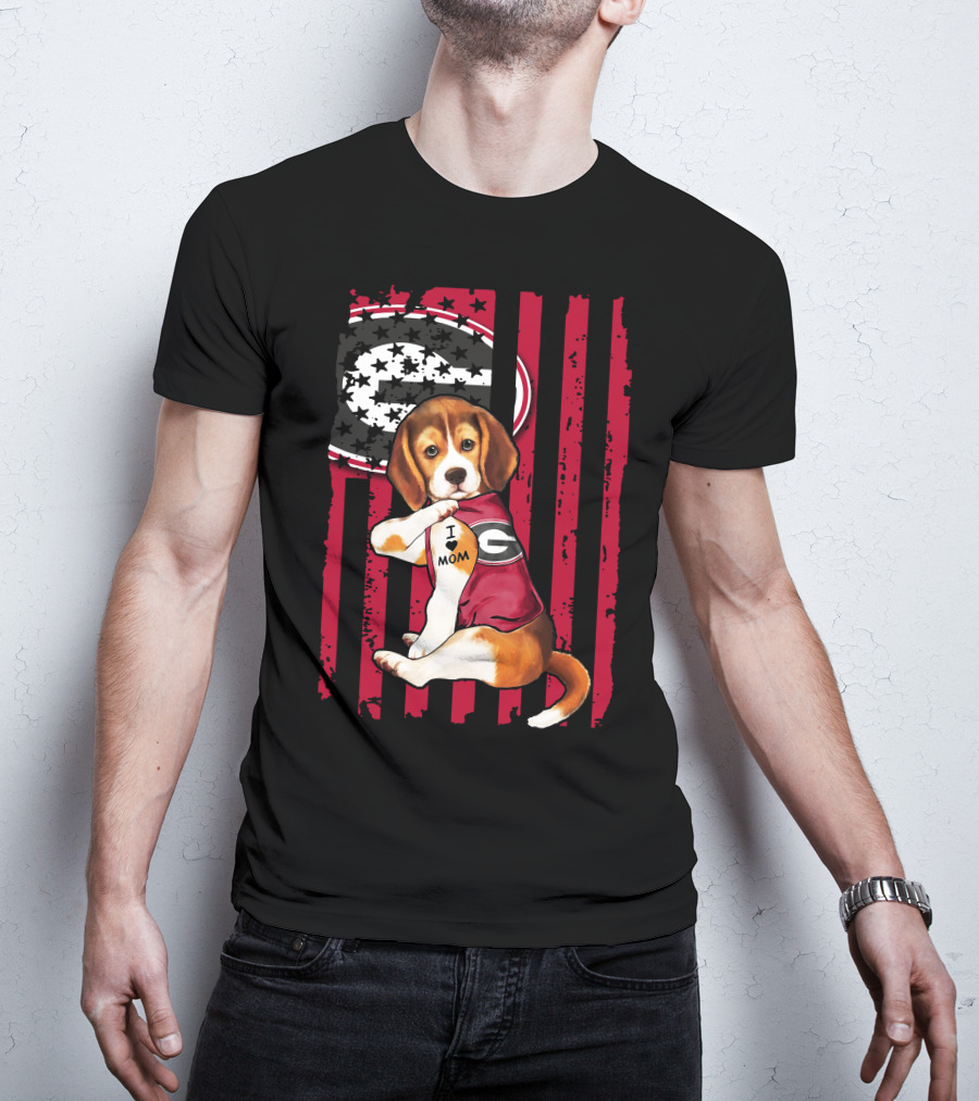 Beagle I Love Mom Georgia Bulldogs T-Shirt