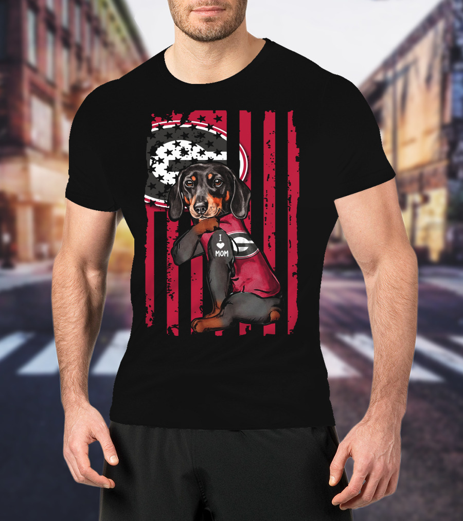 Dachshund Georgia Bulldogs I Love Mom T-Shirt
