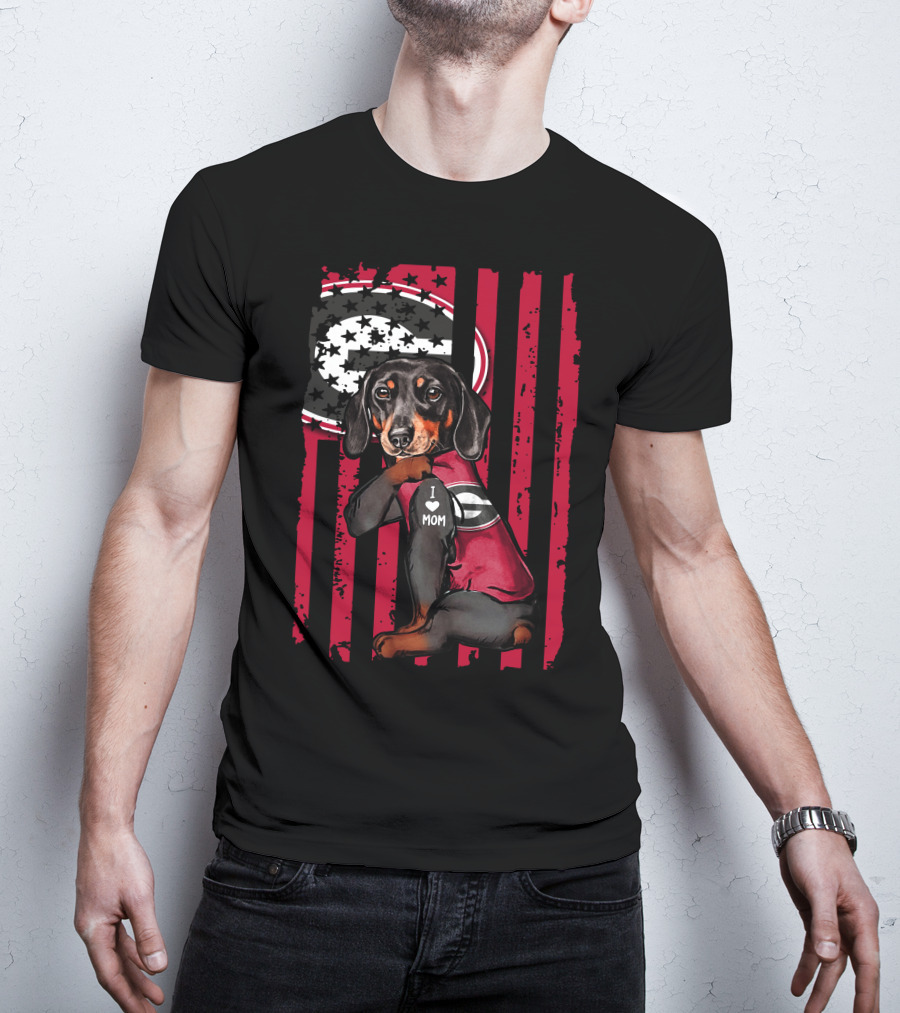 Dachshund Georgia Bulldogs I Love Mom T-Shirt