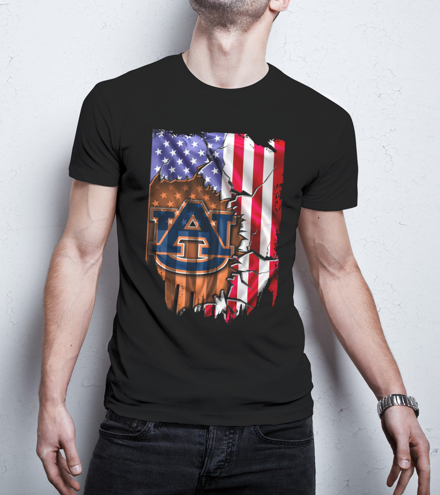 Auburn Tigers American Flag Rip T-Shirt