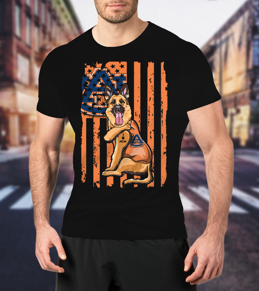 German Shepherd I Love Mom Auburn Tigers T-Shirt