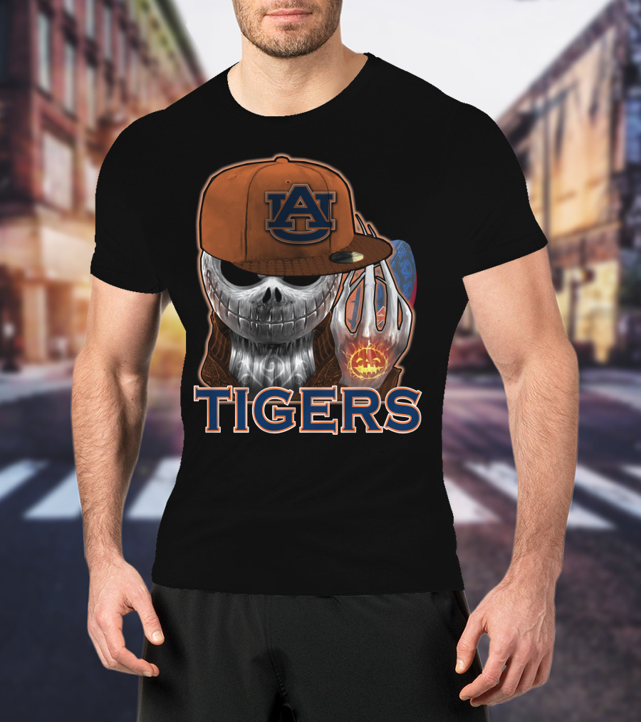 Jackskull Auburn Tigers Halloween Pumpkin T-Shirt
