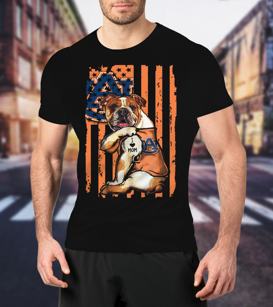 Bulldog Auburn Tigers I Love Mom T-Shirt