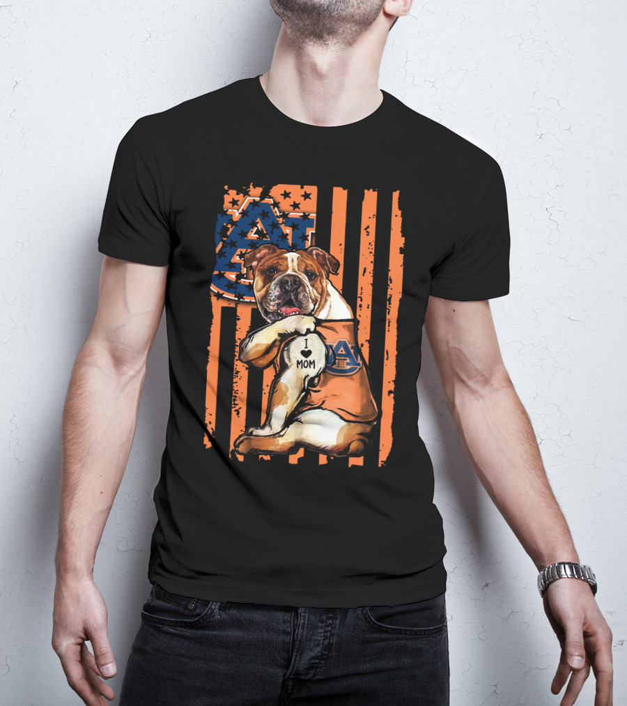 Bulldog Auburn Tigers I Love Mom T-Shirt