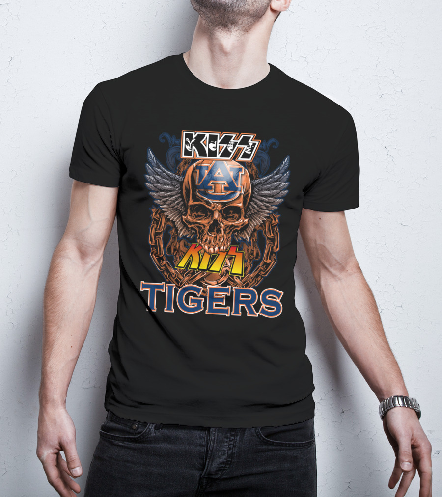 Kiss Auburn Tigers Skull Wings T-Shirt