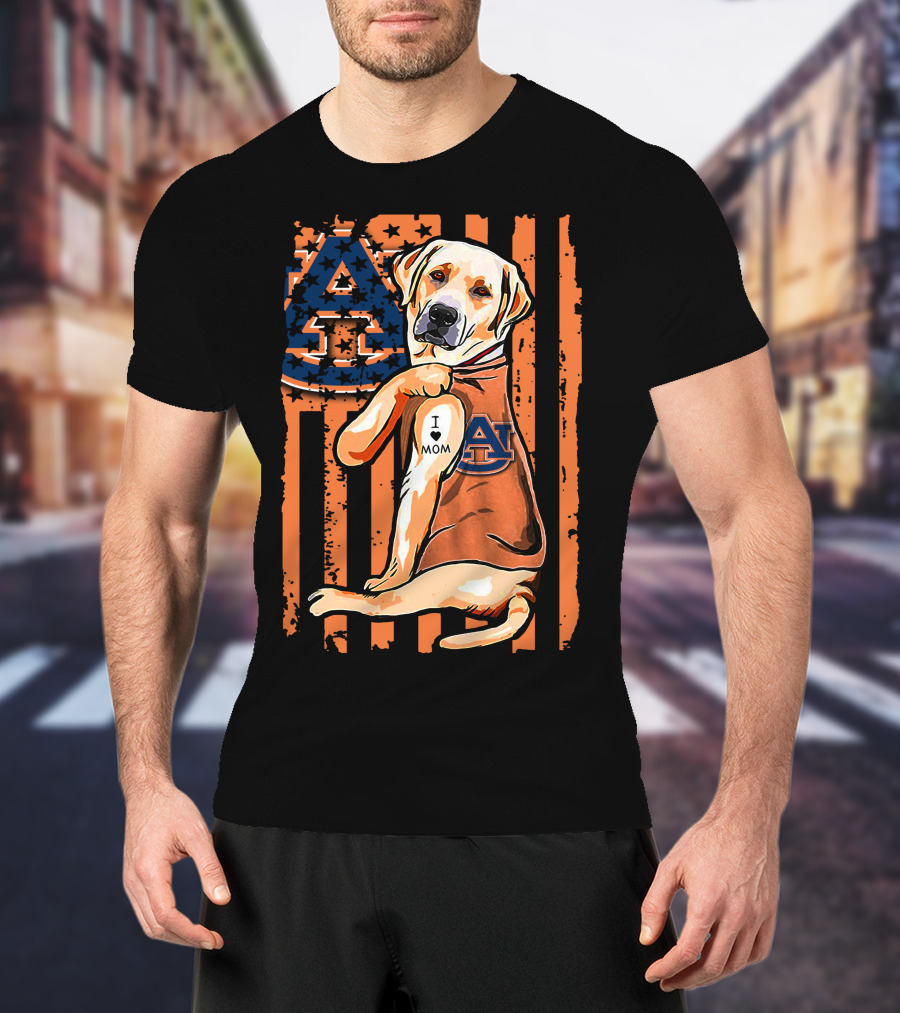 Labrador Retriever I Love Mom Auburn Tigers T-Shirt