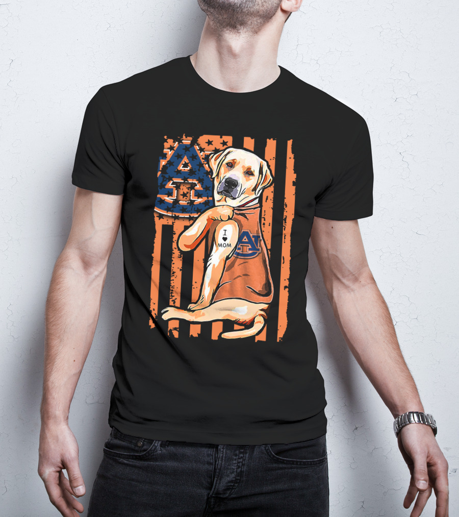 Labrador Retriever I Love Mom Auburn Tigers T-Shirt