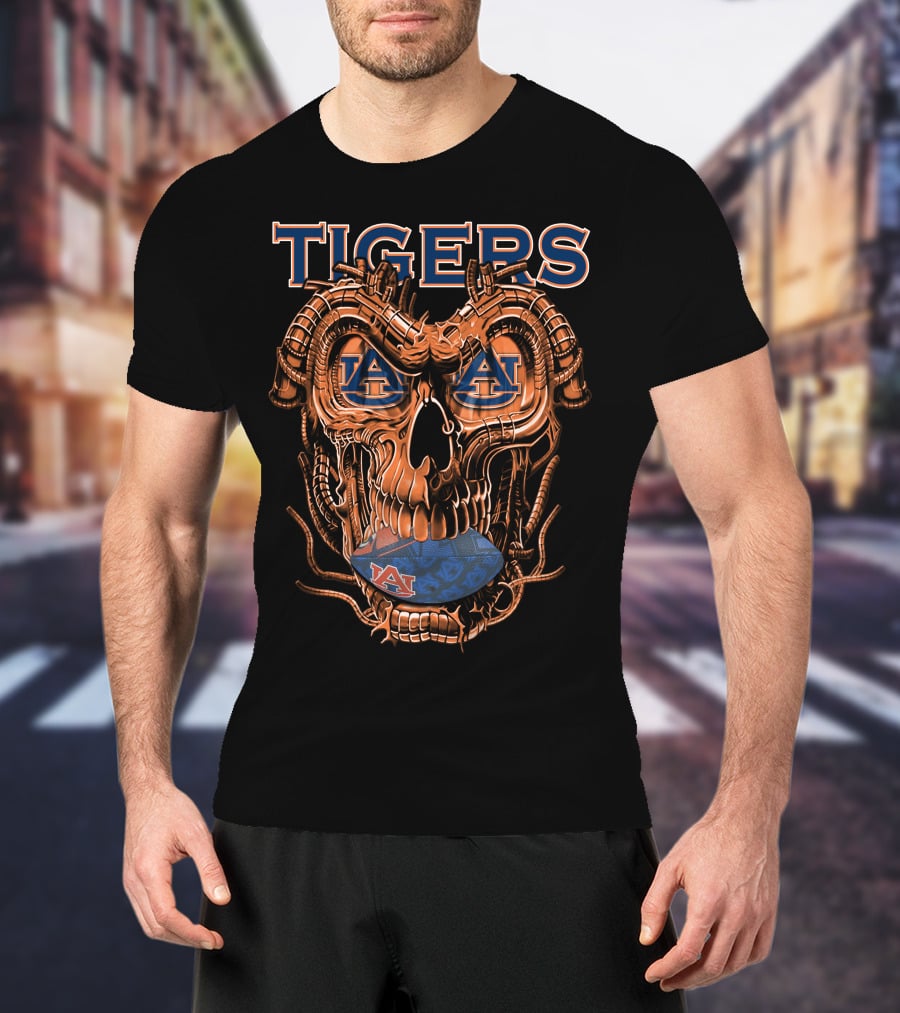 Tigers Dragonskull Auburn Football T-Shirt