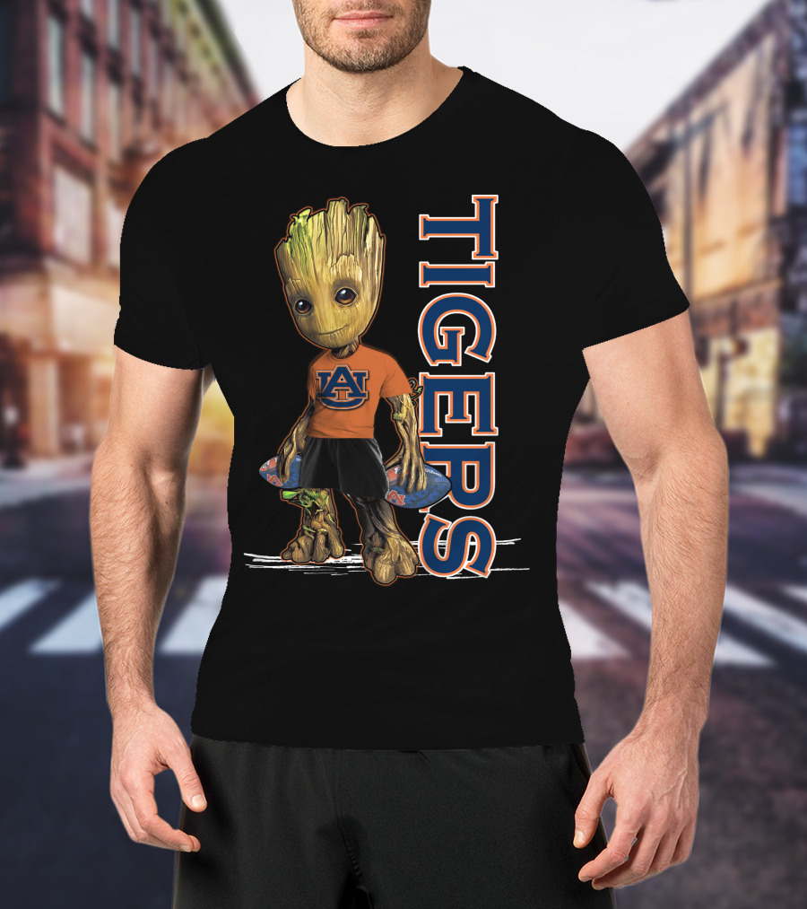 Groot Auburn Tigers University Sports Fan Character T-Shirt