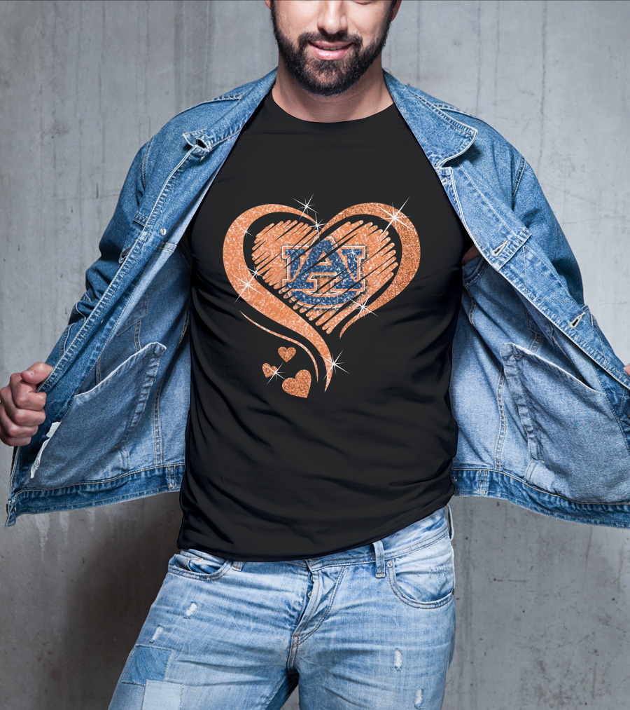 Auburn Tigers Glitter Heart T-Shirt