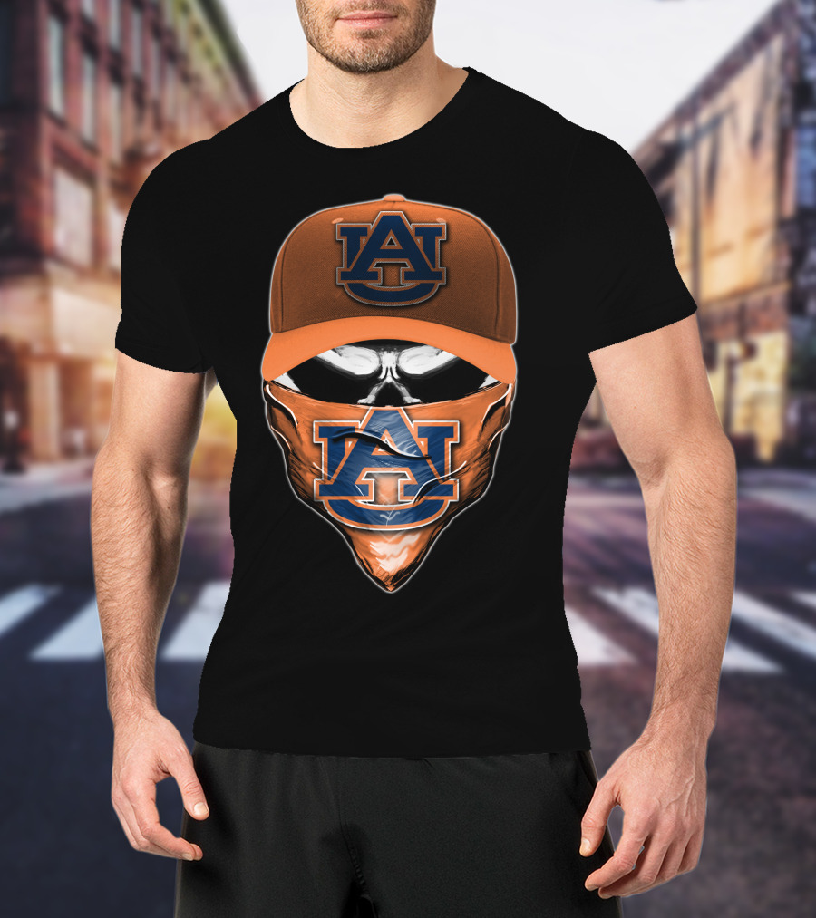Skull Auburn Tigers AU Face Cover Cap T-Shirt