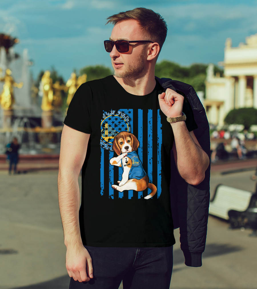 Beagle I Love Mom Golden State Warriors Basketball Puppy T-Shirt