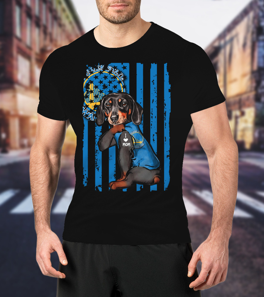 Golden State Warriors Dachshund I Love Mom T-Shirt