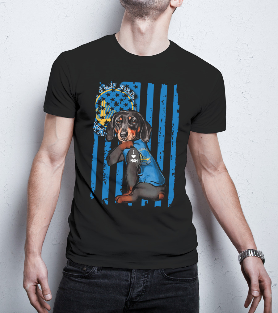 Golden State Warriors Dachshund I Love Mom T-Shirt