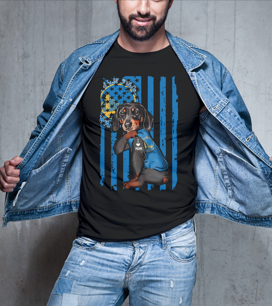 Golden State Warriors Dachshund I Love Mom T-Shirt