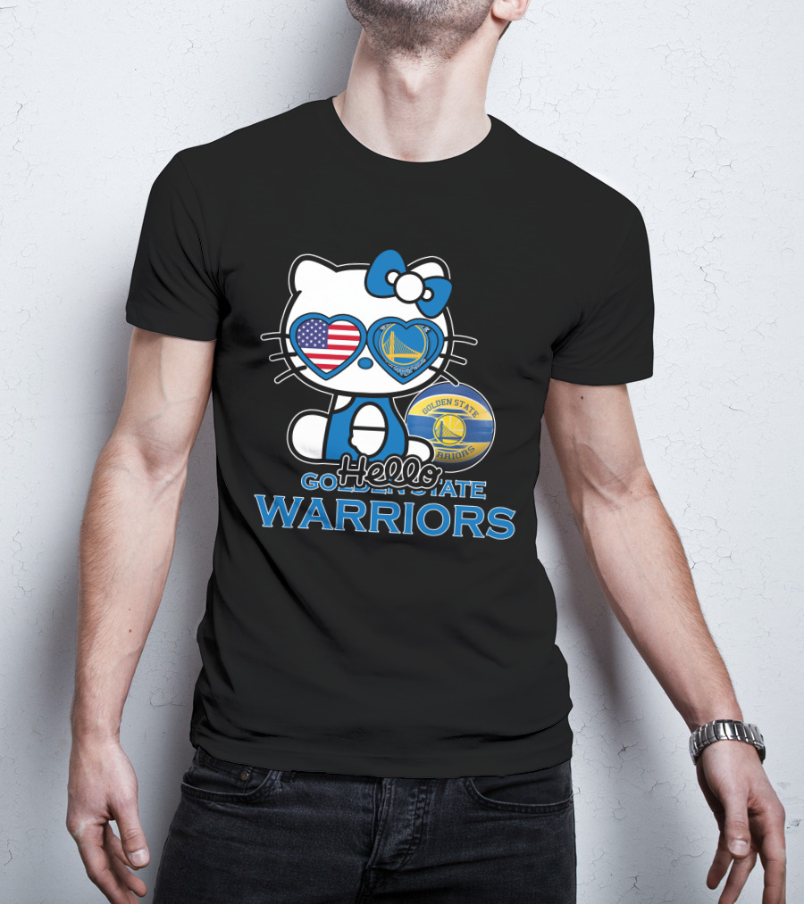 Hello Kitty Golden State Warriors USA Heart Glasses T-Shirt
