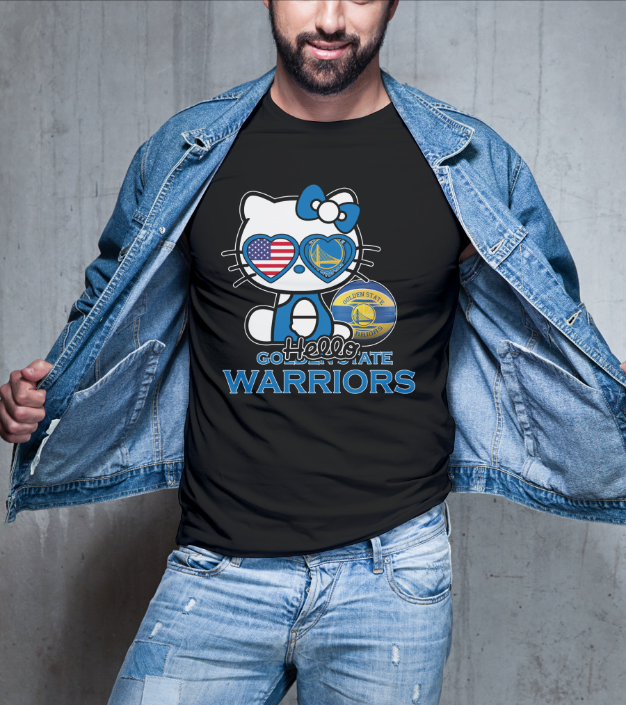 Hello Kitty Golden State Warriors USA Heart Glasses T-Shirt