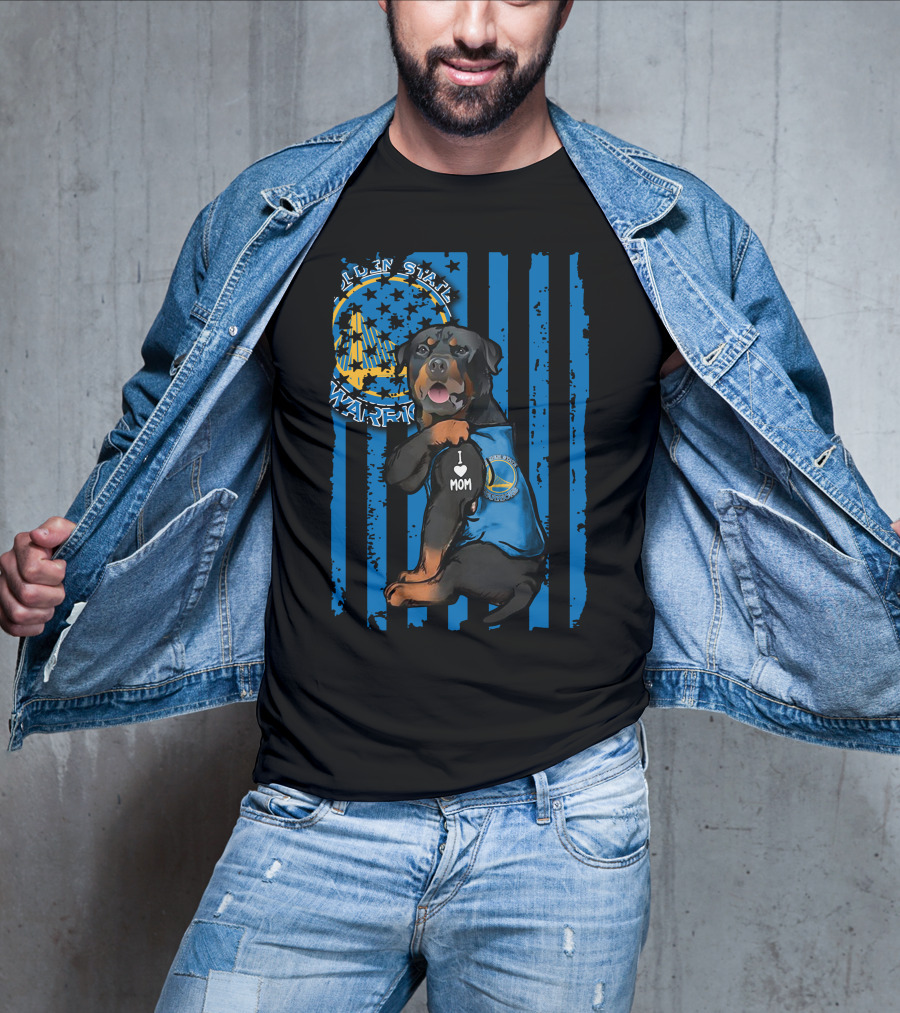 Rottweiler I Love Mom Golden State Warriors Fan T-Shirt