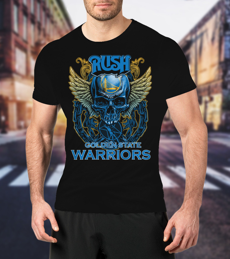 Rush Golden State Warriors Skull Wings Shield T-Shirt