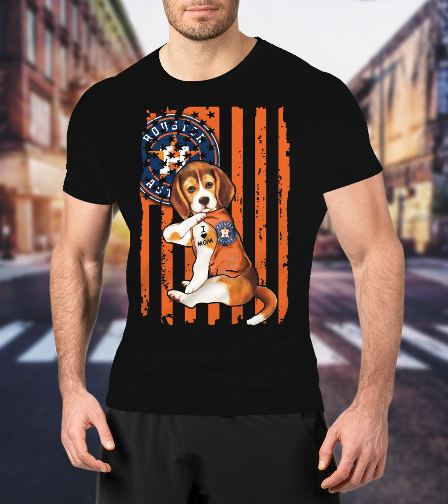Houston Astros Beagle I Love Mom T-Shirt