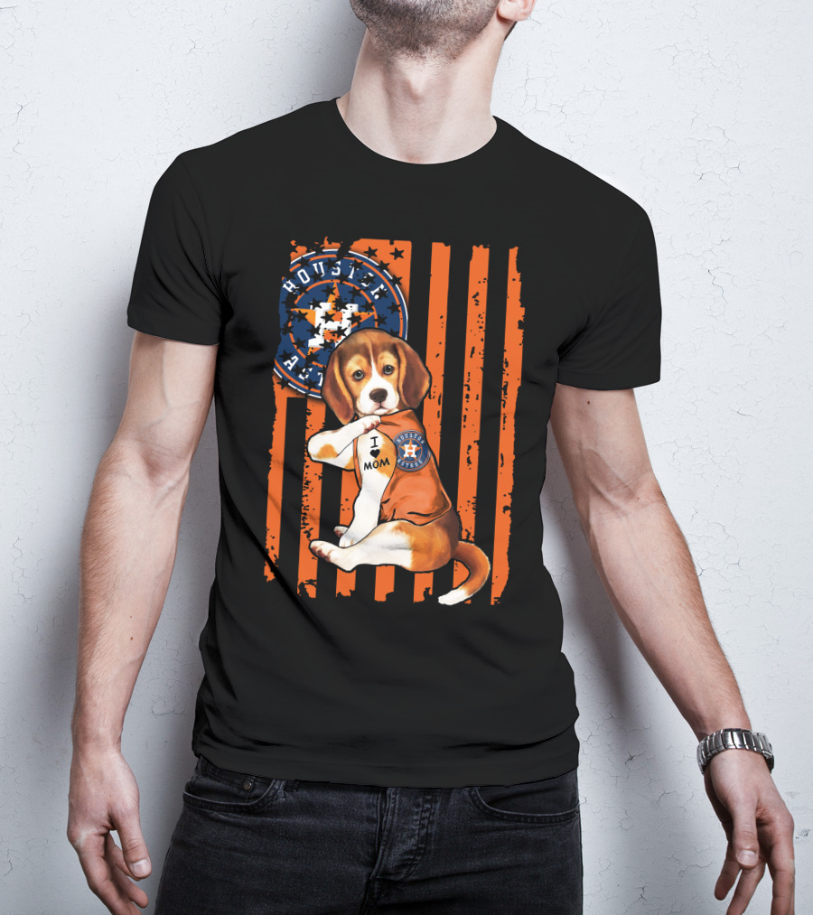 Houston Astros Beagle I Love Mom T-Shirt