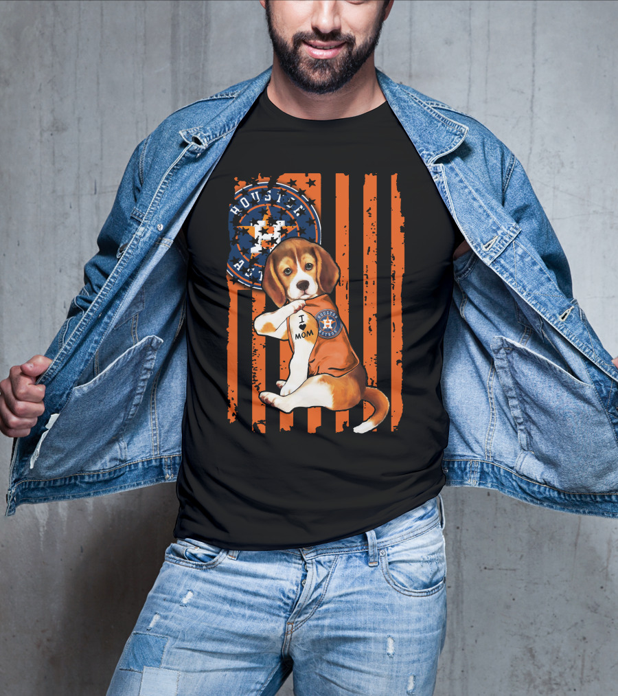 Houston Astros Beagle I Love Mom T-Shirt
