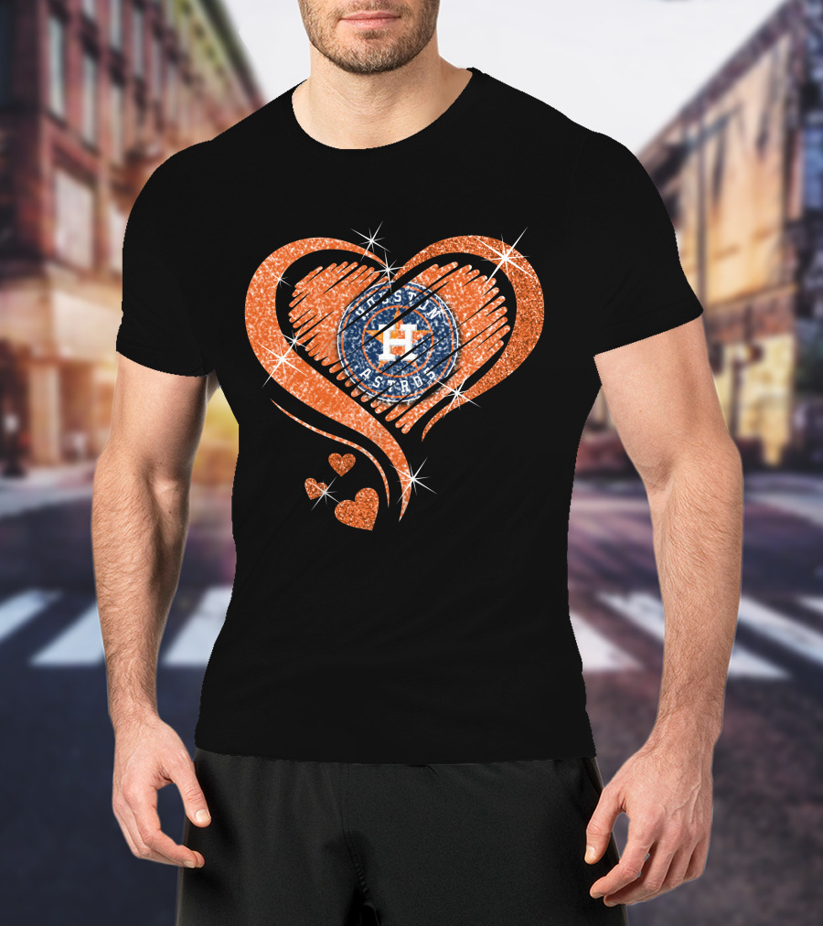 Houston Astros Glitter Heart Diamond T-Shirt