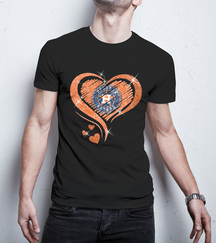 Houston Astros Glitter Heart Diamond T-Shirt