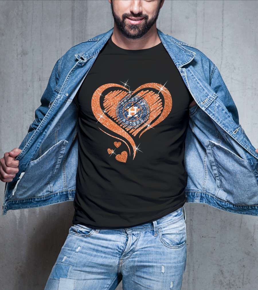 Houston Astros Glitter Heart Diamond T-Shirt