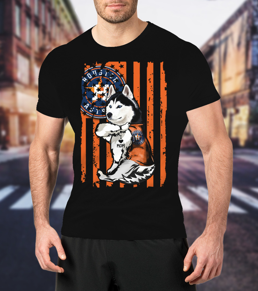Siberian Husky Houston Astros Mom Flag T-Shirt