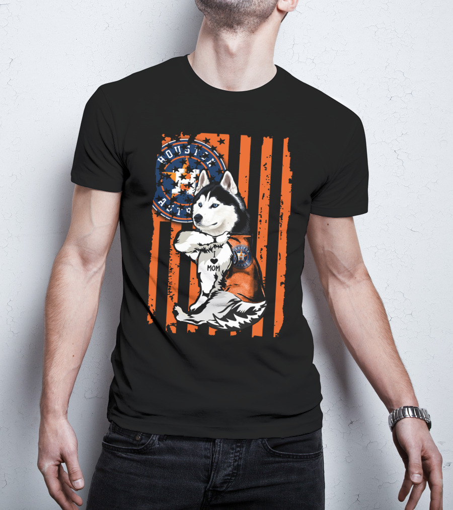 Siberian Husky Houston Astros Mom Flag T-Shirt