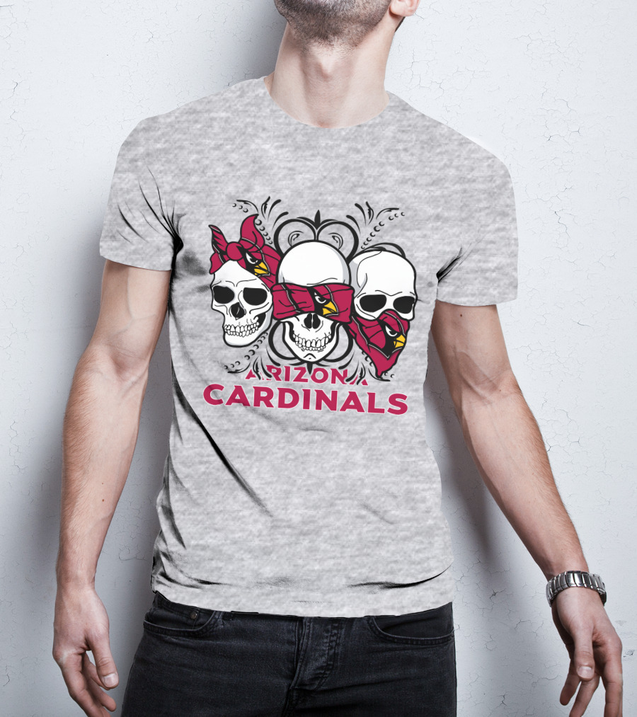 Arizona Cardinals Three Skulls Bandana T-Shirt