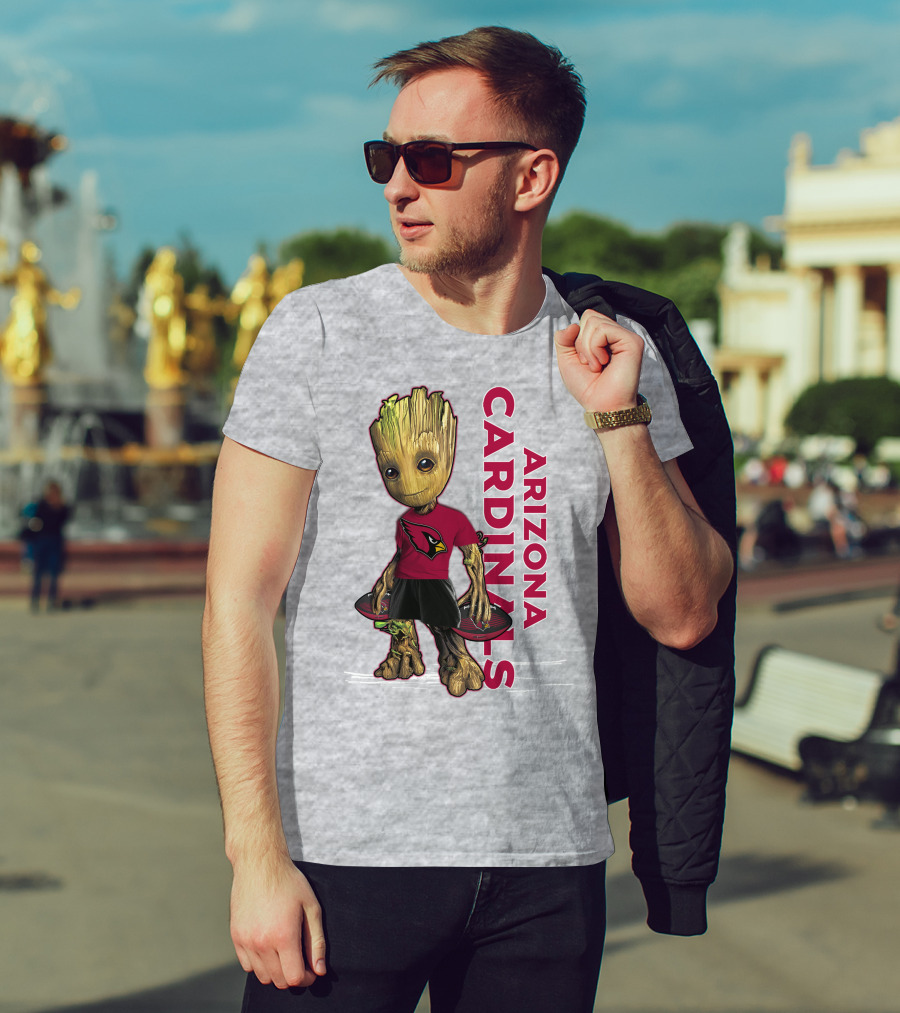 Groot Arizona Cardinals NFL Fan Art With Team Logo And Character T-Shirt