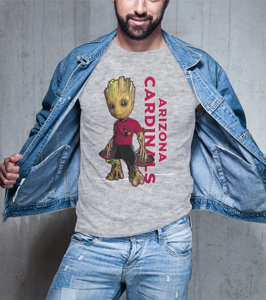 Groot Arizona Cardinals NFL Fan Art With Team Logo And Character T-Shirt