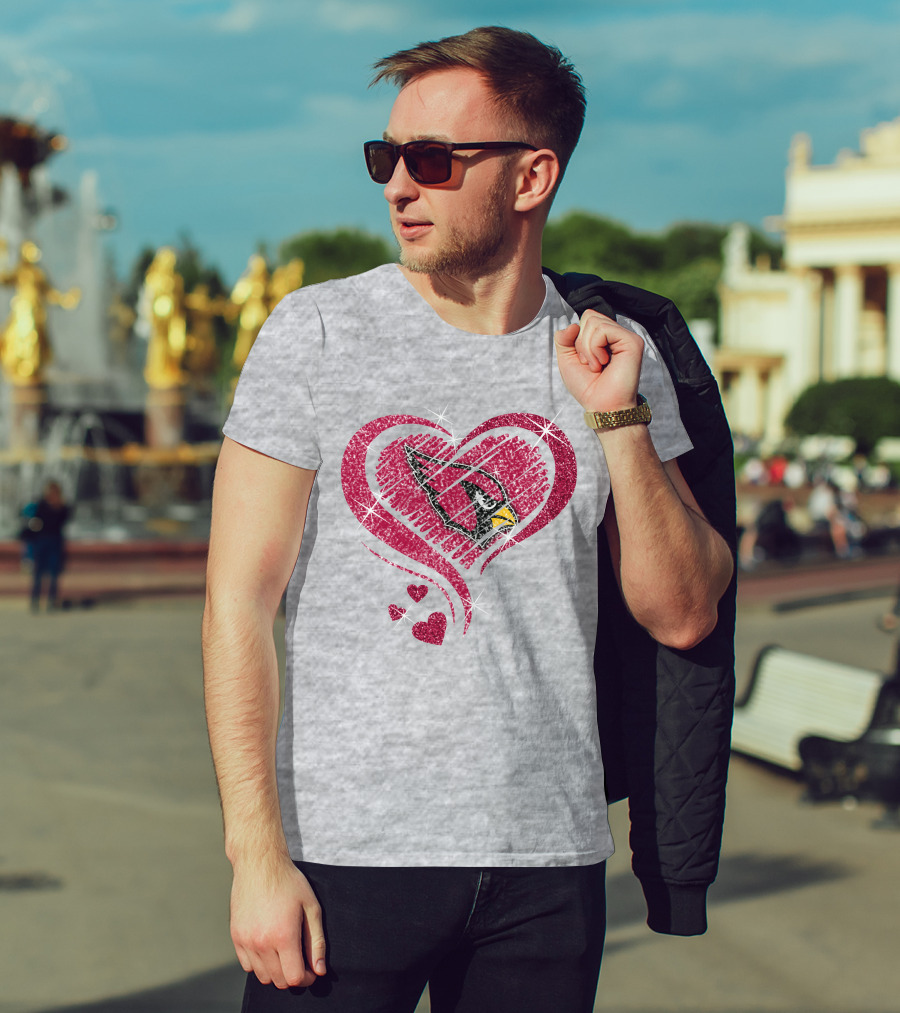 Heart Diamond Arizona Cardinals Sparkle Emblem T-Shirt