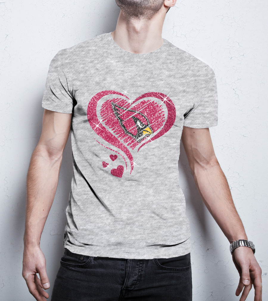 Heart Diamond Arizona Cardinals Sparkle Emblem T-Shirt