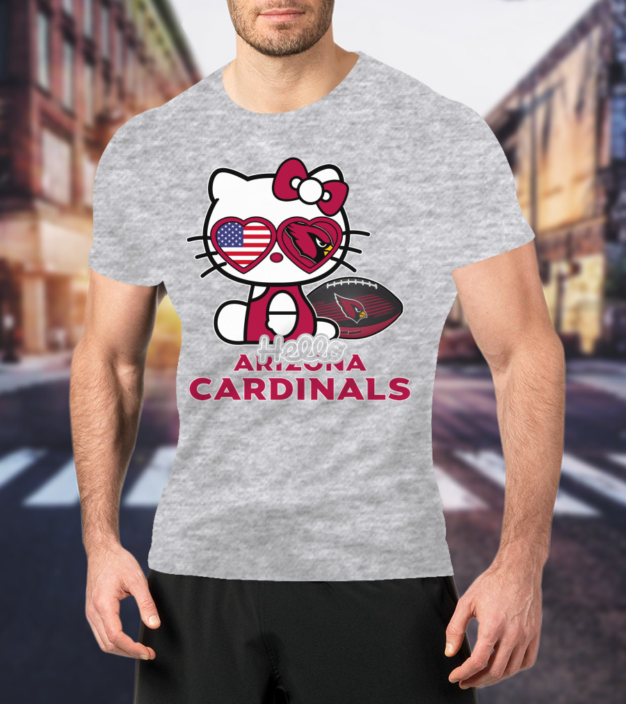 Hello Kitty Arizona Cardinals American Flag Football T-Shirt