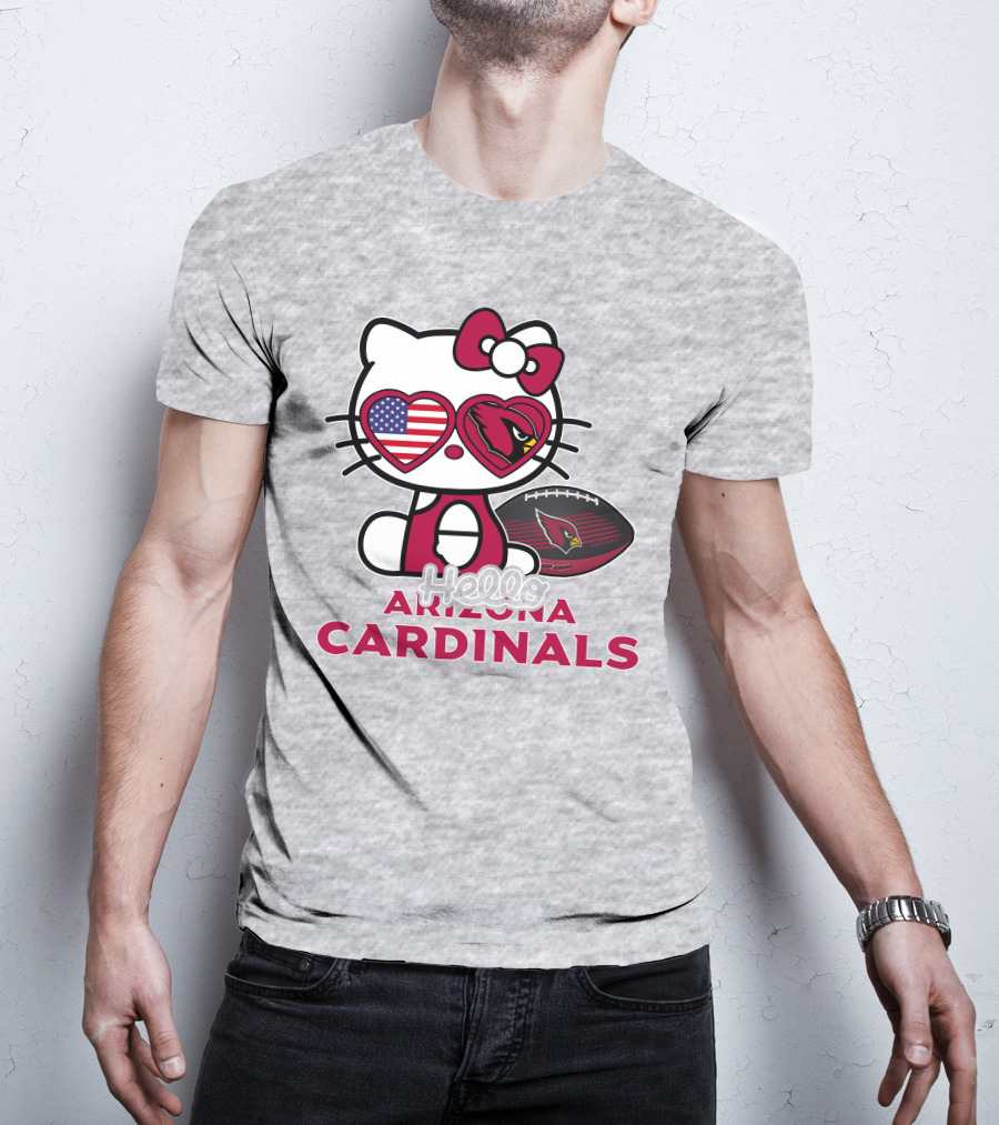 Hello Kitty Arizona Cardinals American Flag Football T-Shirt