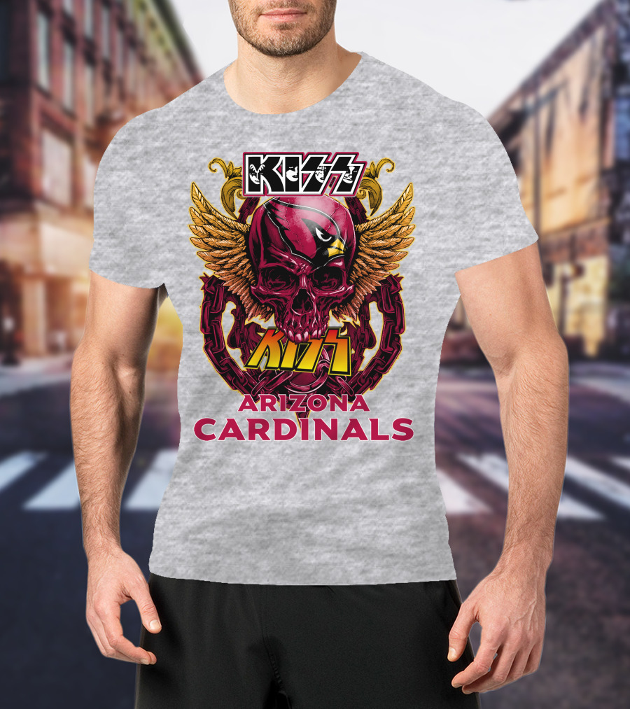 Kiss Arizona Cardinals Skull Wings T-Shirt