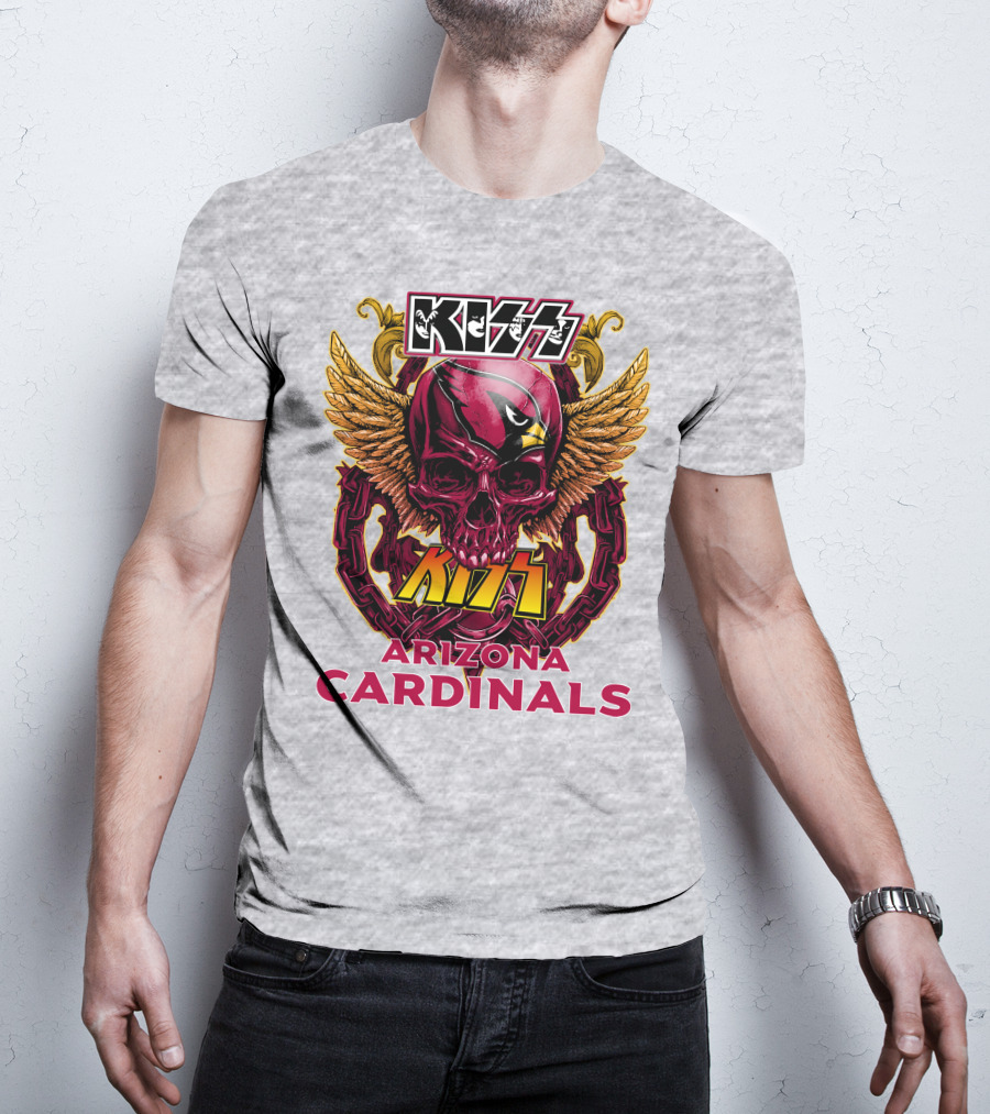 Kiss Arizona Cardinals Skull Wings T-Shirt