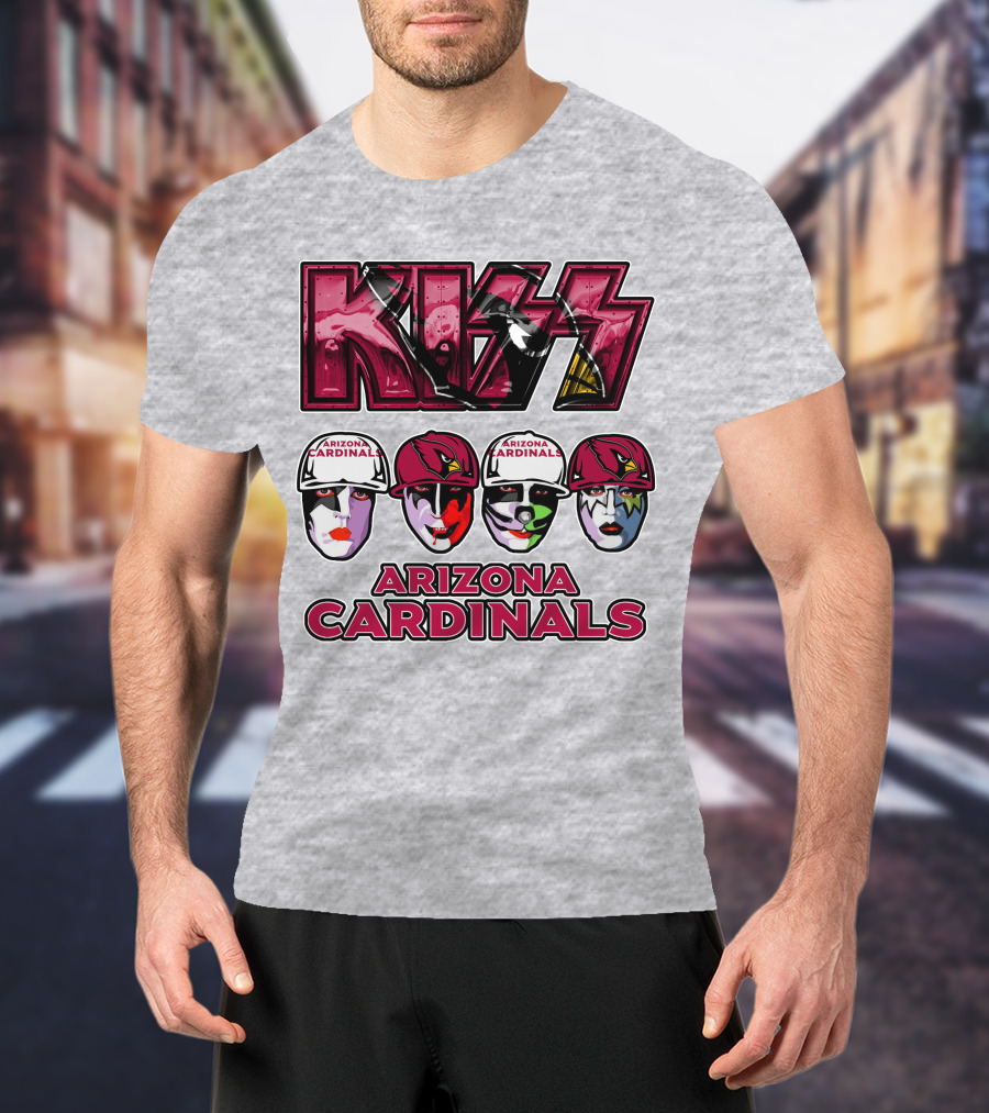 Kiss Arizona Cardinals Rock Band Helmet Faces T-Shirt