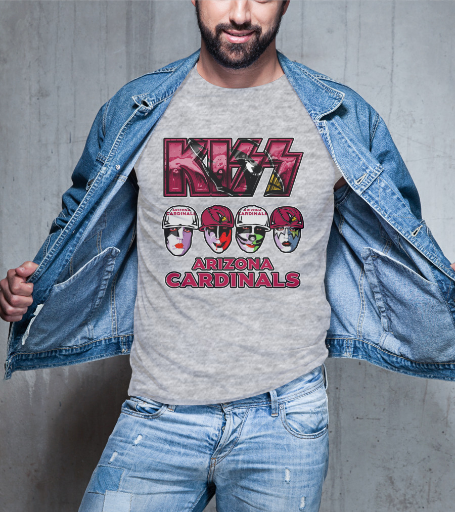 Kiss Arizona Cardinals Rock Band Helmet Faces T-Shirt