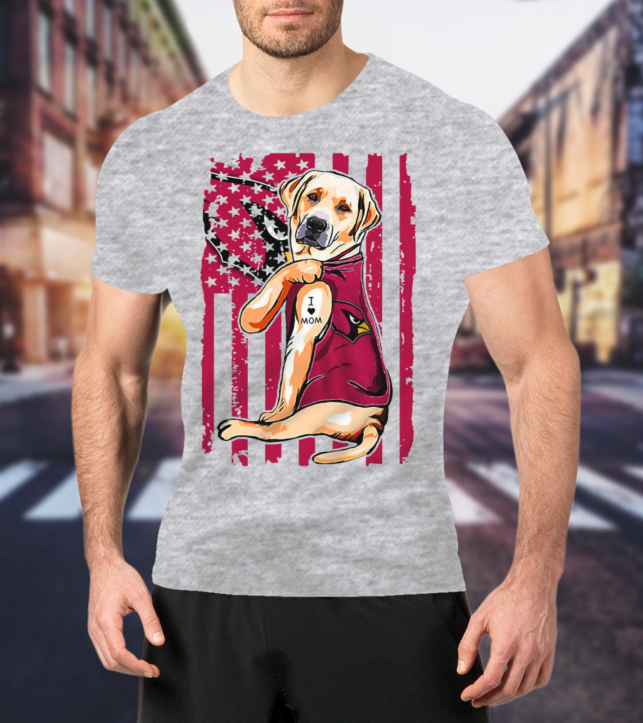 Labrador Retriever I Love Mom Arizona Cardinals Fan T-Shirt