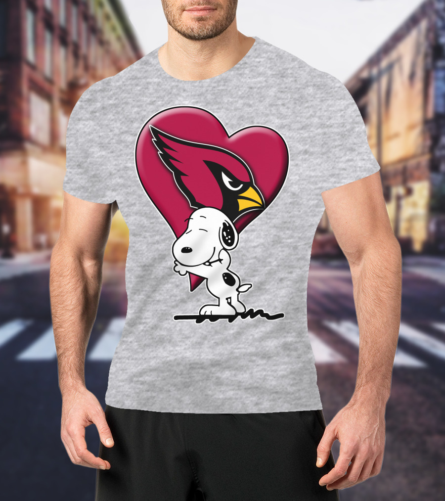 Snoopy Hugging Arizona Cardinals Heart T-Shirt