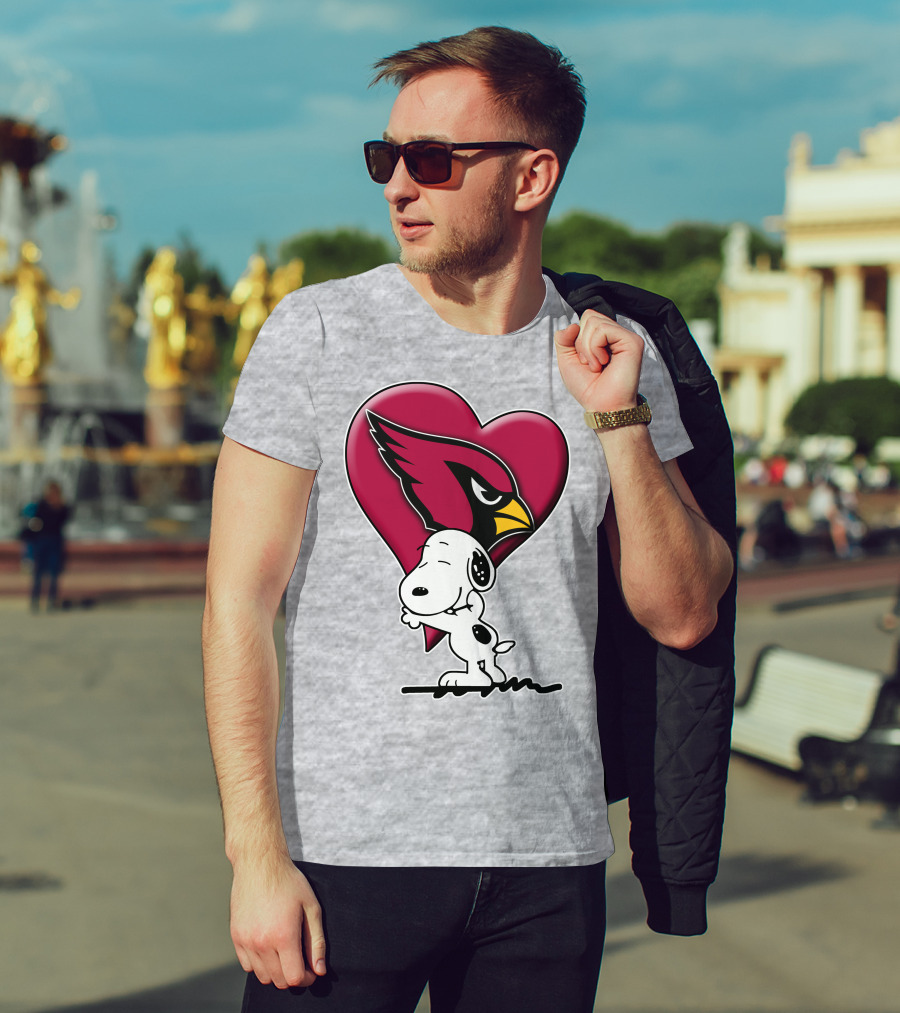 Snoopy Hugging Arizona Cardinals Heart T-Shirt