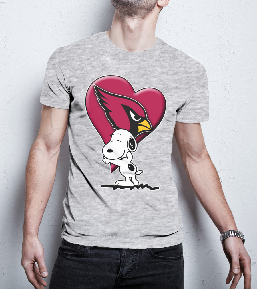 Snoopy Hugging Arizona Cardinals Heart T-Shirt