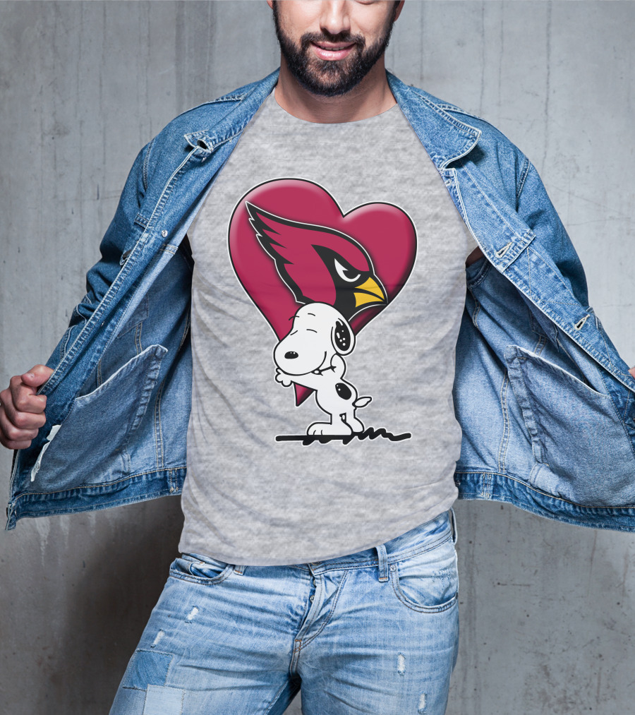 Snoopy Hugging Arizona Cardinals Heart T-Shirt