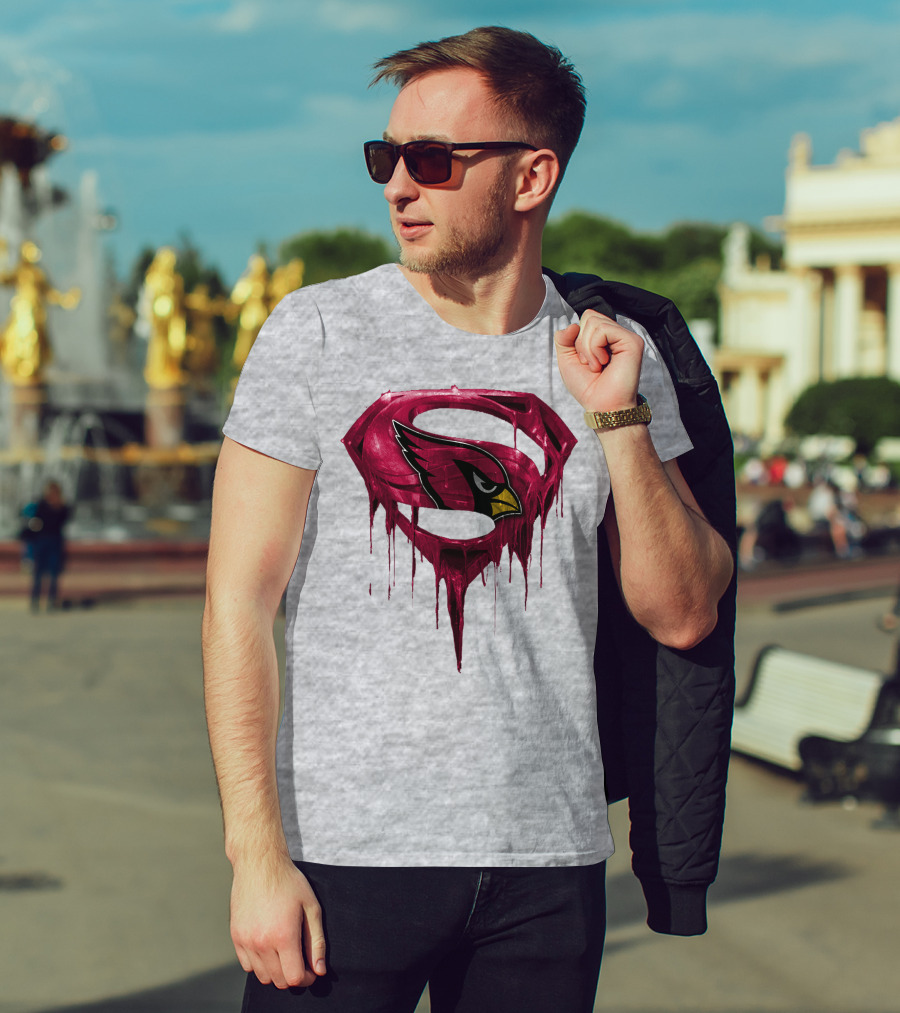 SPM Arizona Cardinals Dripping Super Hero Emblem T-Shirt