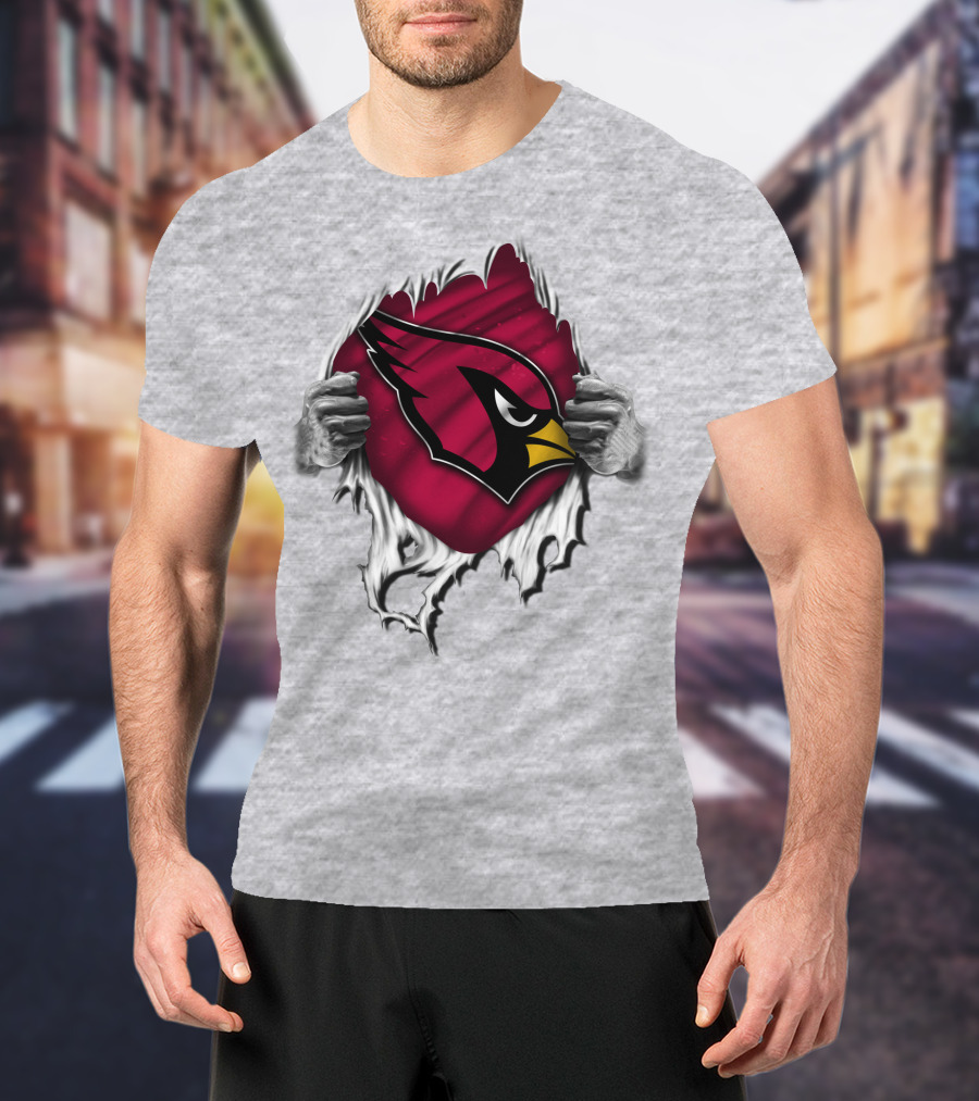 Torn Arizona Cardinals Logo Revealing Hidden Strength T-Shirt