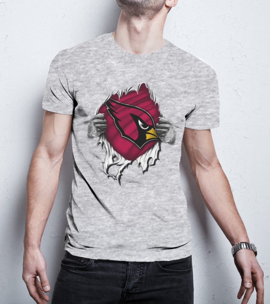 Torn Arizona Cardinals Logo Revealing Hidden Strength T-Shirt